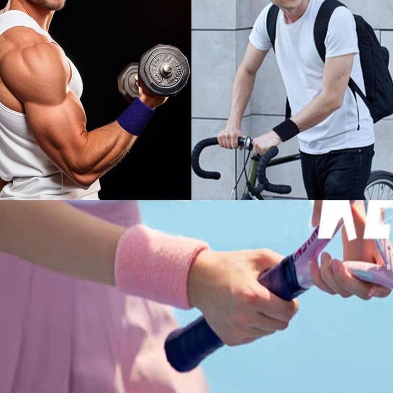 Fecawd Wristbands Sweatbands for Men & Women, Breathable Tennis Wrist Bands Absorbent Sweat Band Multiuse Wristband for Basketball, Running, Gym, Working Out - Image 5